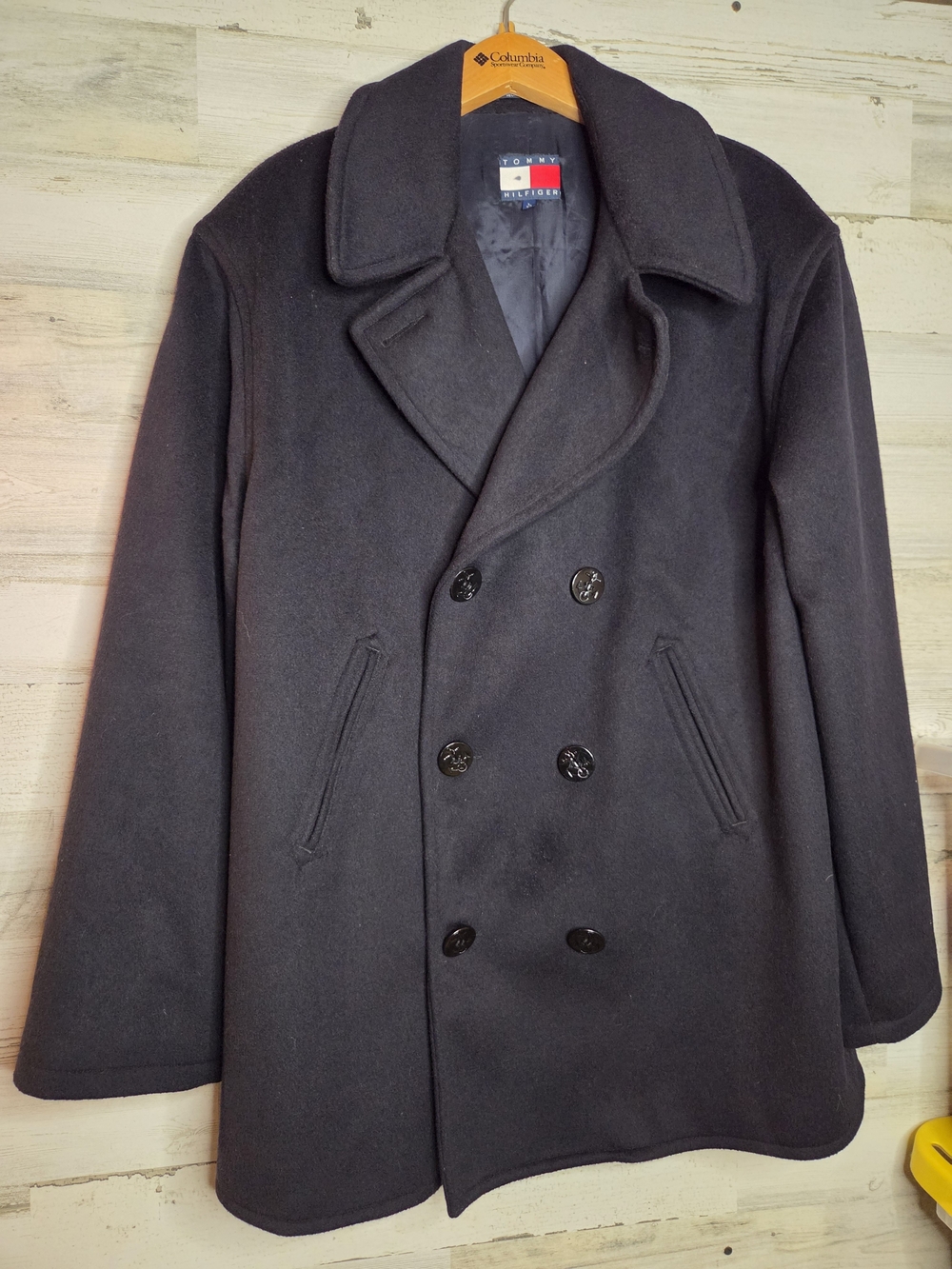 Vintage Heritage American Tommy Hilfiger Wool Navy Jacket Anchor Buttons Large